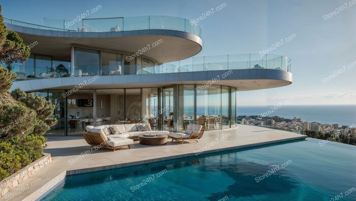 French Riviera Villa with Panoramic Ocean and City Views