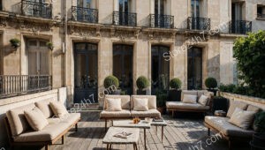 French Terrace with Classic Architecture and Cozy Seating