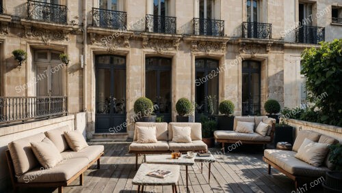 French Terrace with Classic Architecture and Cozy Seating