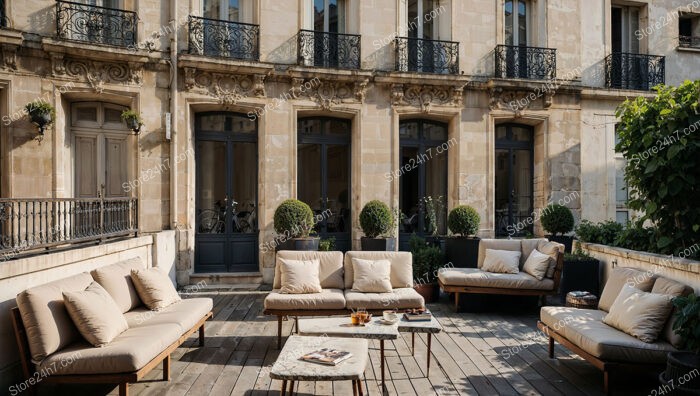 French Terrace with Classic Architecture and Cozy Seating