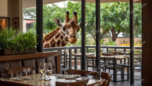 Giraffe Peeks Inside Restaurant, Creating a Unique Moment