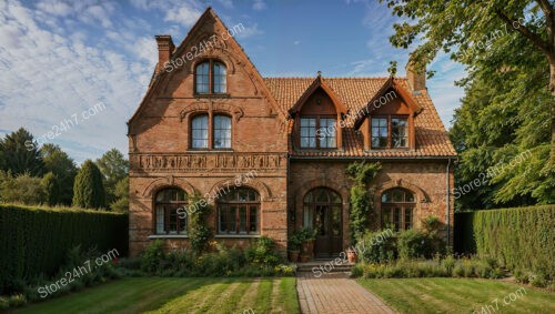 Grand Gothic House with Ornate Facade and Garden