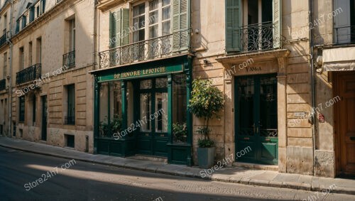 Green Facade and Elegant Doors in Historic French City