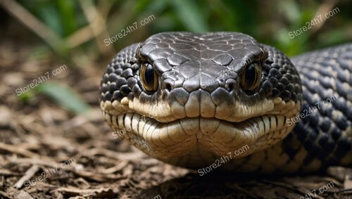 Guardian of the Forest: Serpent's Unwavering Gaze Captured Up Close