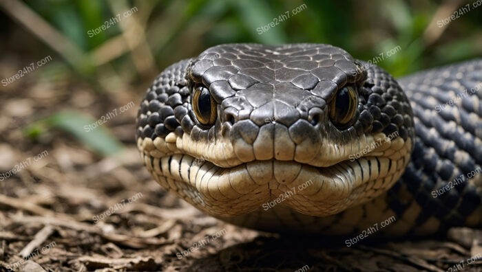 Guardian of the Forest: Serpent's Unwavering Gaze Captured Up Close