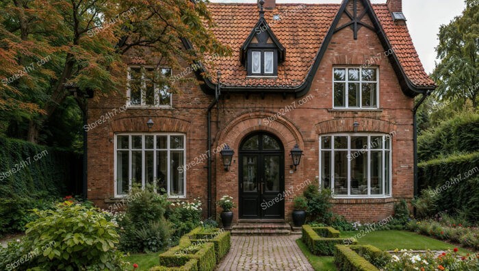 Historic Gothic House with Charming Arched Entrance and Garden