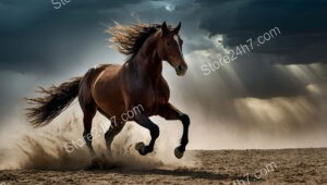 Horse Flees from Menacing Sandstorm and Encroaching Hurricane