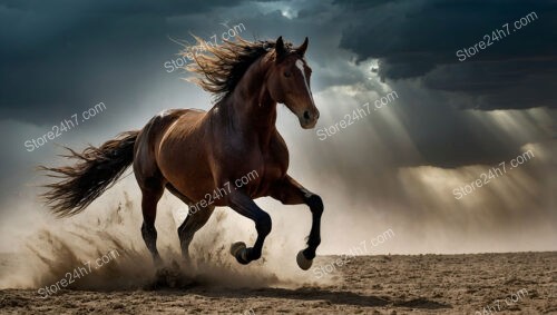 Horse Flees from Menacing Sandstorm and Encroaching Hurricane