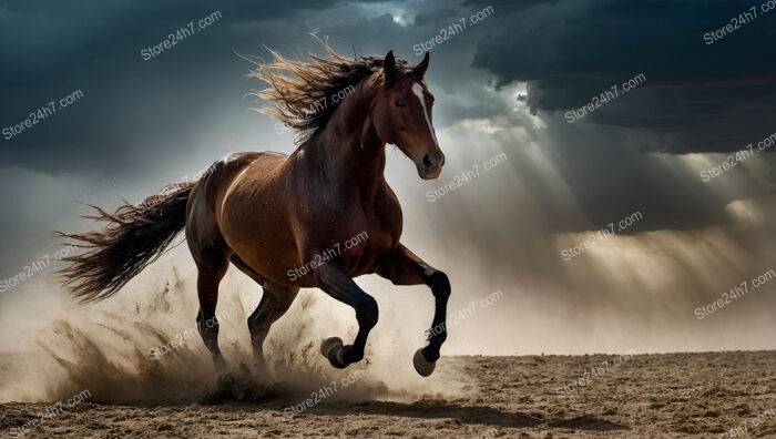 Horse Flees from Menacing Sandstorm and Encroaching Hurricane