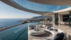 Infinity Pool Terrace Overlooking Monaco's Majestic Mediterranean Coastline