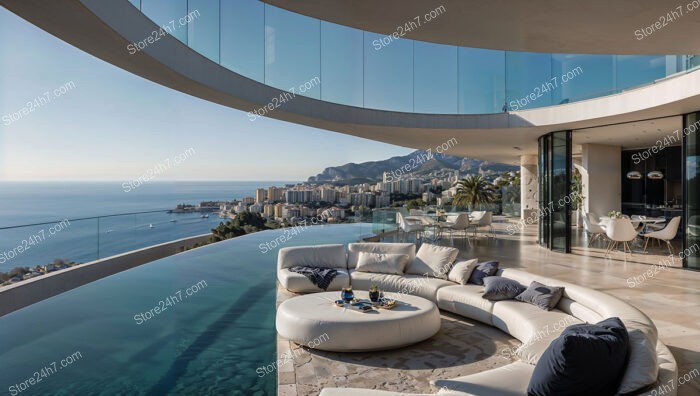 Infinity Pool Terrace Overlooking Monaco's Majestic Mediterranean Coastline