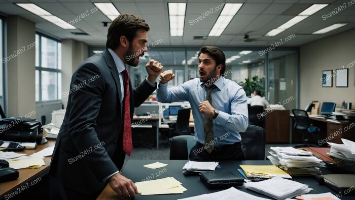 Intense Office Confrontation: Employees Engage in Heated Debate