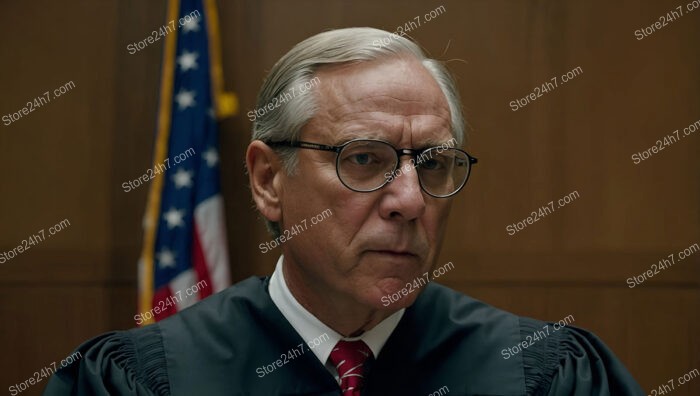 Judge's Stern Expression Reflects Solemn Judicial Proceedings