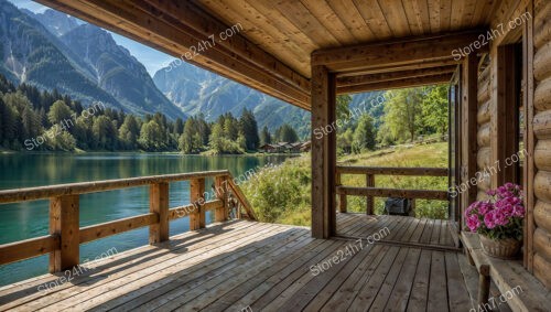 Lakeside Wooden Chalet with Panoramic Mountain Views