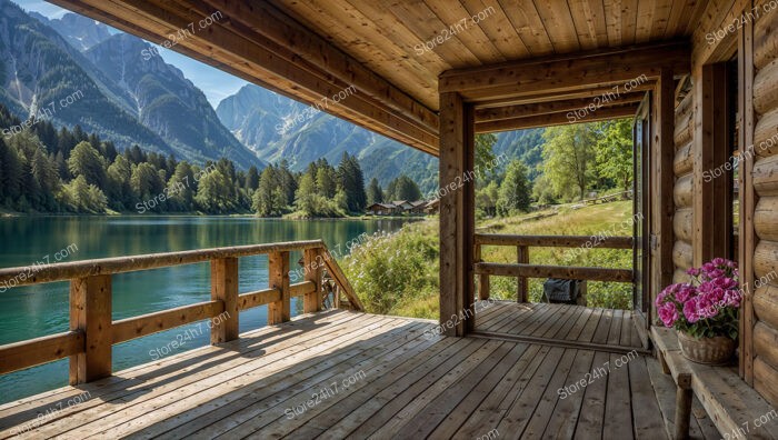 Lakeside Wooden Chalet with Panoramic Mountain Views