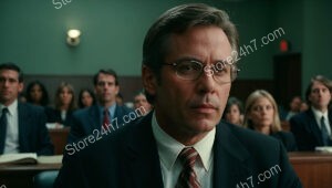 Lawyer's Intense Focus Captured in American Courtroom During Trial