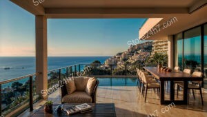 Luxurious Coastal Villa Overlooking the Azure Mediterranean at Dusk