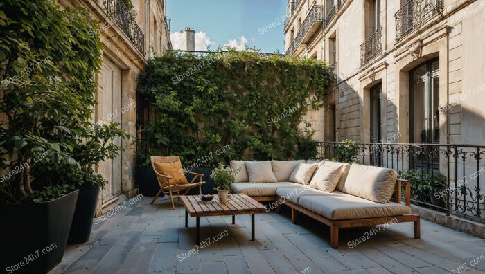 Luxurious French City Terrace Bathed in Natural Light