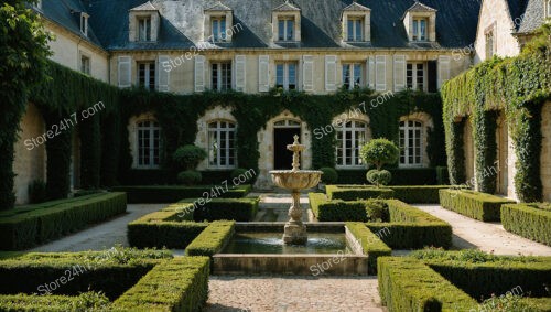 Luxurious French Country Estate with Manicured Gardens and Fountain