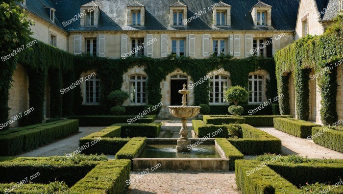 Luxurious French Country Estate with Manicured Gardens and Fountain