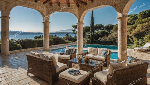 Luxury French Riviera Villa with Ocean Views and Elegant Terrace