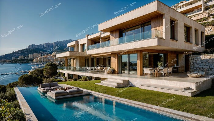 Mediterranean Villa Overlooking Monaco's Serene Azure Coastline Bliss