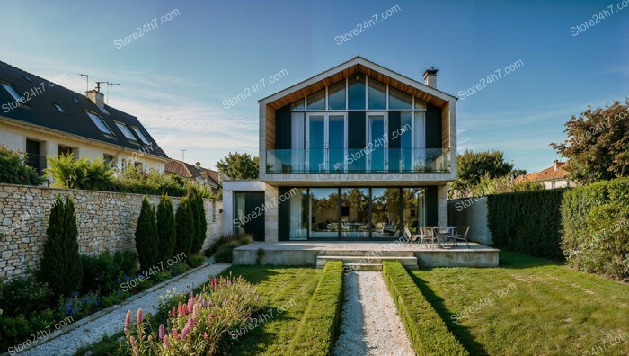 Modern French Suburban Home Near Paris with Glass Facade