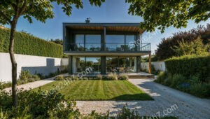 Modern French Suburban House Near Paris with Large Windows