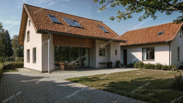 Modern Rural Home with Spacious Patio and Large Windows