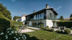 Modern Suburban French Home with Spacious Garden and Patio