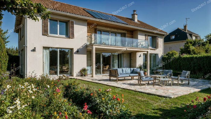 Modern Two-Story Home with Solar Panels Near Paris