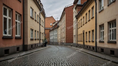Narrow Street in Eastern German Town with Charming Houses