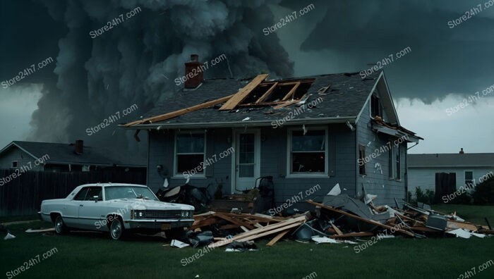 Nature's Chaos: Home and Car Wrecked by Tornado's Force