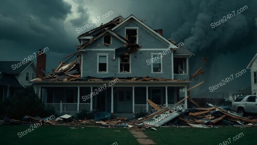 Nature's Fury Unleashed: House Torn Apart by Tornado