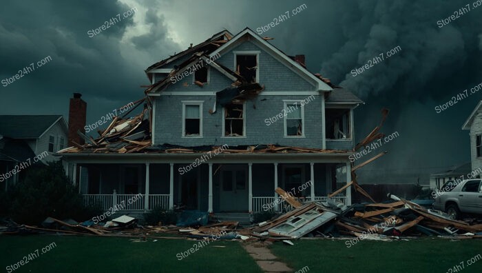 Nature's Fury Unleashed: House Torn Apart by Tornado