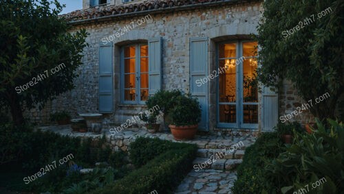 Old Stone House with Warm Evening Glow in Southern France