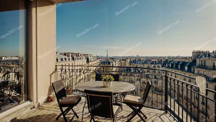 Paris Apartment Terrace Overlooking Iconic Eiffel Tower Views