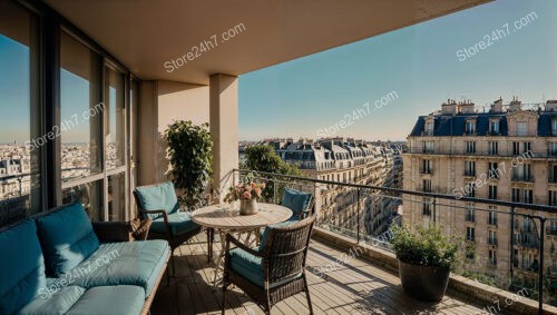 Paris Apartment Terrace with Comfortable Seating and City Views