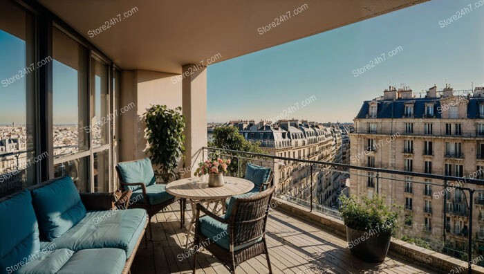 Paris Apartment Terrace with Comfortable Seating and City Views