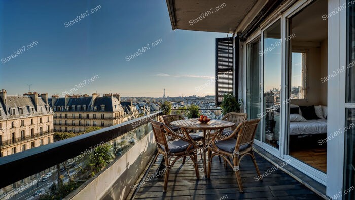 Parisian Apartment Terrace with Breathtaking Eiffel Tower View