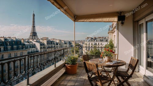 Parisian Apartment Terrace with Iconic Eiffel Tower View