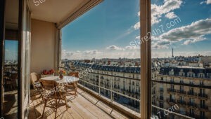 Parisian Apartment Terrace with Panoramic Eiffel Tower View
