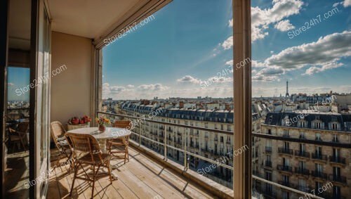 Parisian Apartment Terrace with Panoramic Eiffel Tower View