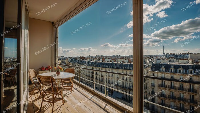 Parisian Apartment Terrace with Panoramic Eiffel Tower View