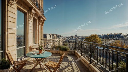 Parisian Apartment Terrace with Stunning Eiffel Tower View