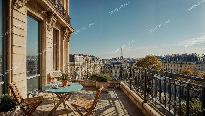 Parisian Apartment Terrace with Stunning Eiffel Tower View