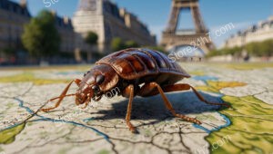 Parisian Bedbug Crisis: Close-Up of Infestation by Eiffel Tower