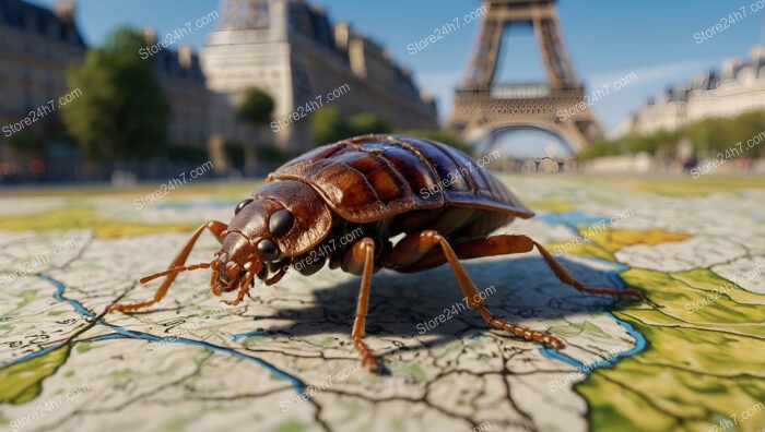 Parisian Bedbug Crisis: Close-Up of Infestation by Eiffel Tower