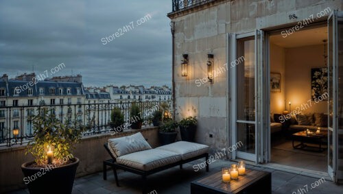 Parisian Terrace with Evening Ambiance and Scenic Views