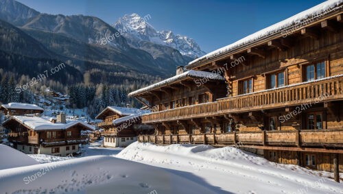 Picturesque Alpine Village with Traditional Wooden Chalets